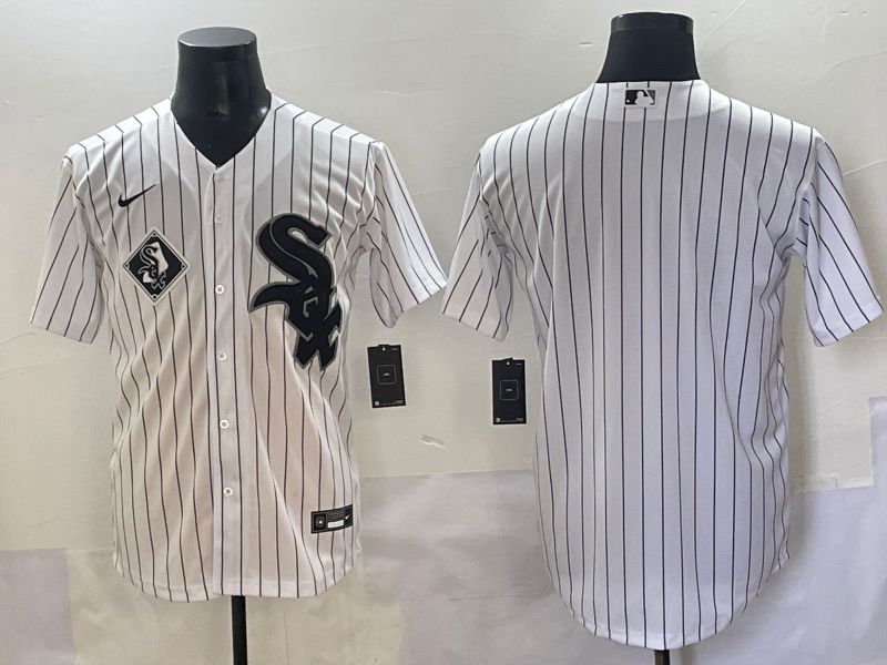 Men 2025 Chicago White Sox Blank White Stripe Game Nike MLB Jersey style 4
